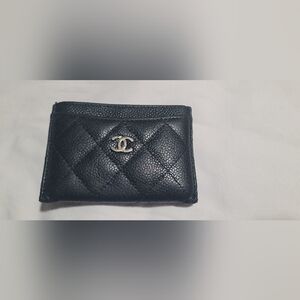 CHANEL Black Quilted Card Holder